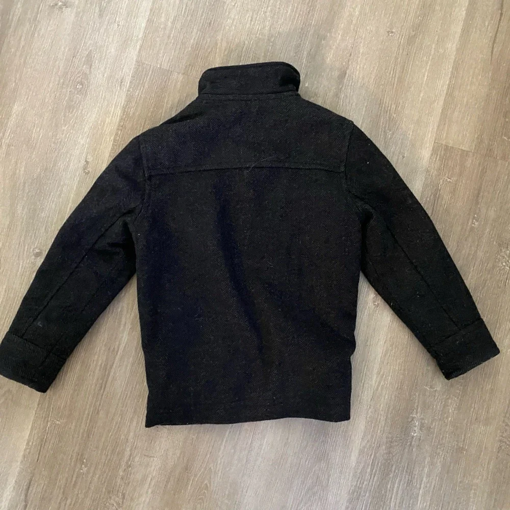 Gap Kids Boys Small‎ Wool Blend Parka Grunt Herringbone Jacket Full Zip Charcoal